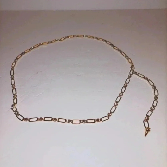 Gold Silver Link Metal Belt2 Tone Adjustable design to 38 Length 44 Total